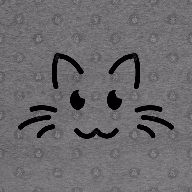 Meow! - Cute Cat Face Line Art - Black by DaTacoX